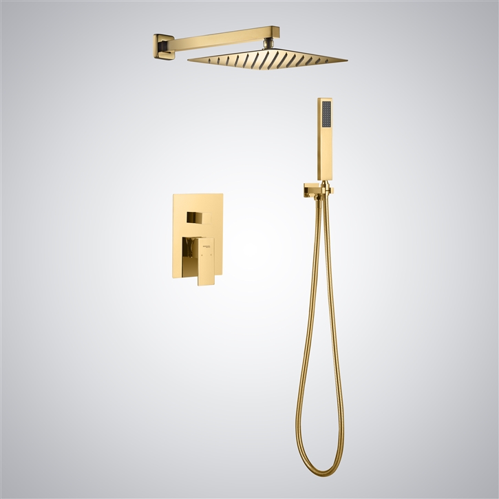 Fontana Luce Gold Wall Mounted Rainfall Shower System