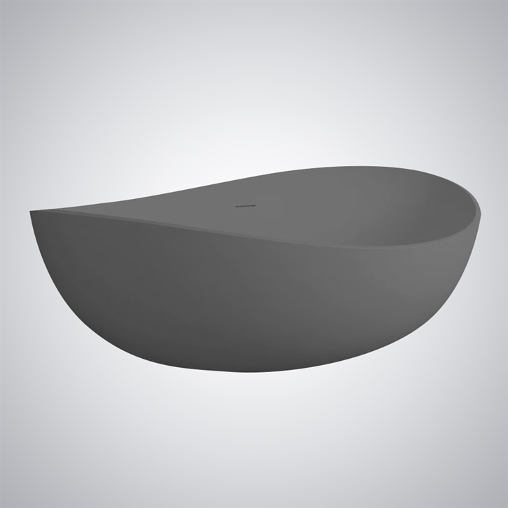 Fontana Puteaux Dark Grey Artificial Stone Freestanding Modern Bathtub