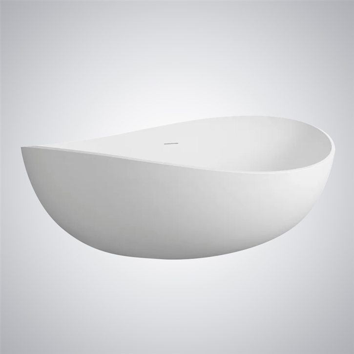 Fontana Puteaux White Artificial Stone Freestanding Modern Bathtub