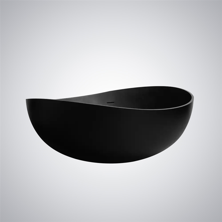 Fontana Sens Black Artificial Stone Freestanding Modern Bathtub