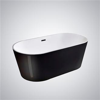 Fontana Grasse White & Black Acrylic Freestanding Soaking Bathtub