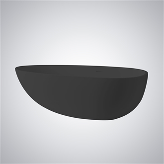 Fontana Langeais Black Artificial Stone Soaking Modern Bathtub