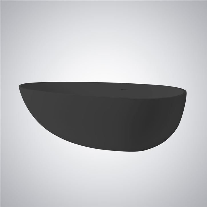 Fontana Langeais Black Artificial Stone Soaking Modern Bathtub