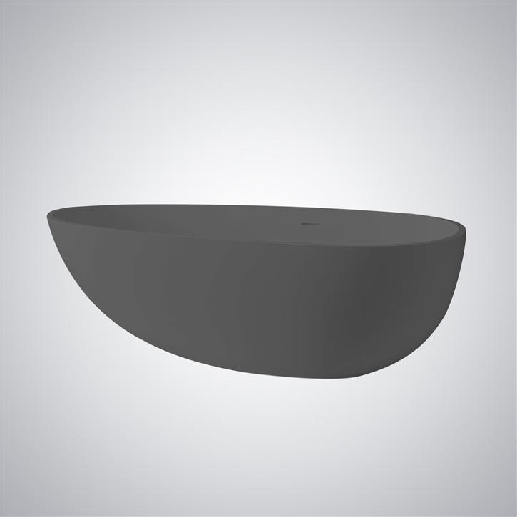 Fontana Langeais Dark Grey Artificial Stone Soaking Modern Bathtub