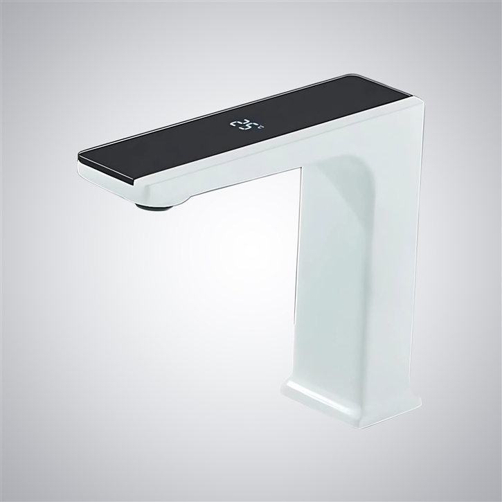 Fontana Gennevilliers White Hot and Cold Bathroom Touchless Basin Faucet