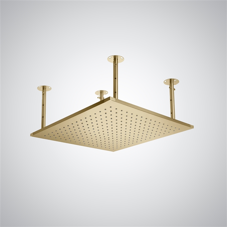 Fontana Goussainville Brushed Gold Luxury Ceiling Mounted Rainfall LED Shower Head