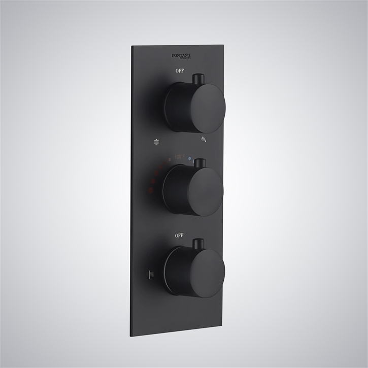 Fontana Goussainville Matte Black Wall Mounted Thermostatic Shower Mixer