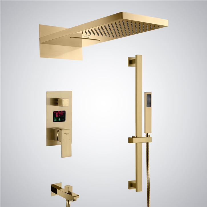 Fontana Picardy Brushed Gold Multifunctional LED Music Luxury Shower Set