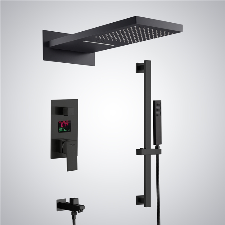 Fontana Picardy Matte Black Multifunctional LED Music Luxury Shower Set