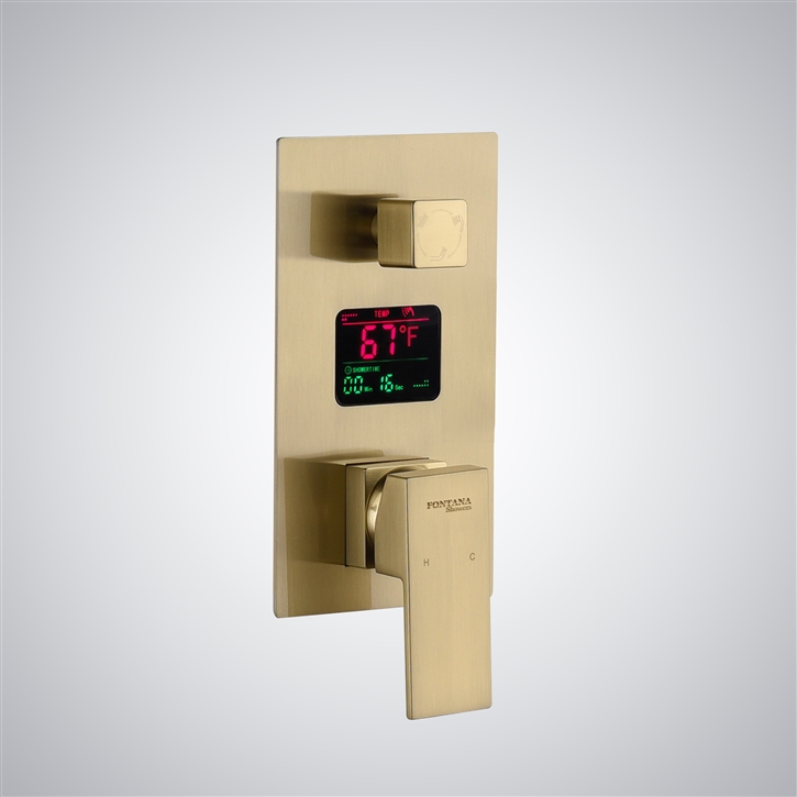 Fontana Guiana Brushed Gold Multifunctional Digital Display Shower Mixer