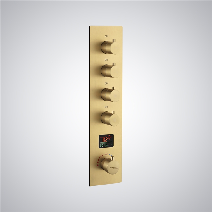 Fontana Le Puy Brushed Gold Thermostatic Digital Display LED Shower Controller