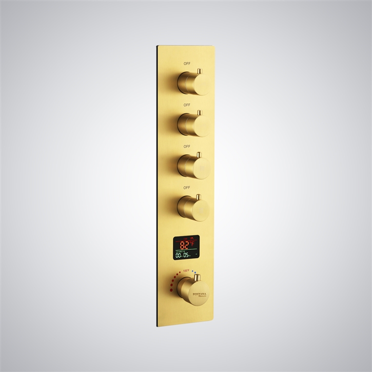 Fontana Le Puy Gold Thermostatic Digital Display LED Shower Controller