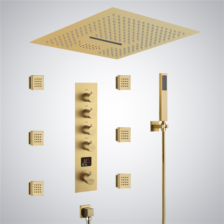 Fontana Maisy Brushed Gold Luxury Digital LED Music Shower Set