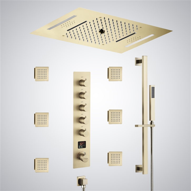 Fontana Sainte-Marie Champagne Brass Thermostatic Luxury  Digital Shower System