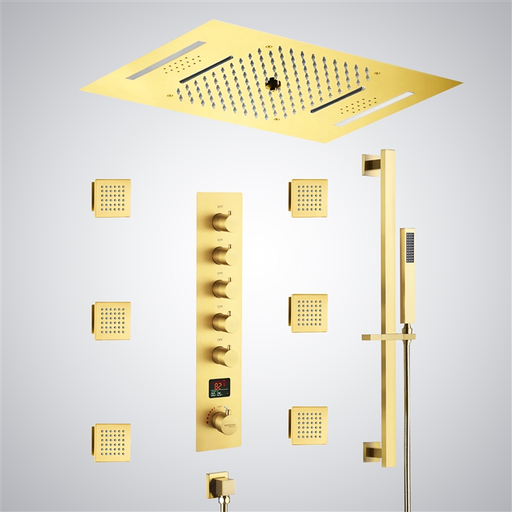 Fontana Sainte-Marie Gold Thermostatic Luxury And Digital Display Shower Set