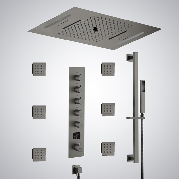 Fontana Sainte-Marie Gun Metal Gray Thermostatic LED with Music Luxury Shower Set