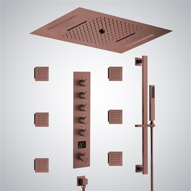 Fontana Sainte-Marie Oil Rubbed Bronze Thermostatic Luxury Digital Display Shower Set With LED