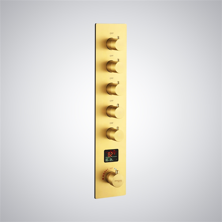 Fontana Gaillard Gold Thermostatic LED Music Shower Mixer With Digital Display