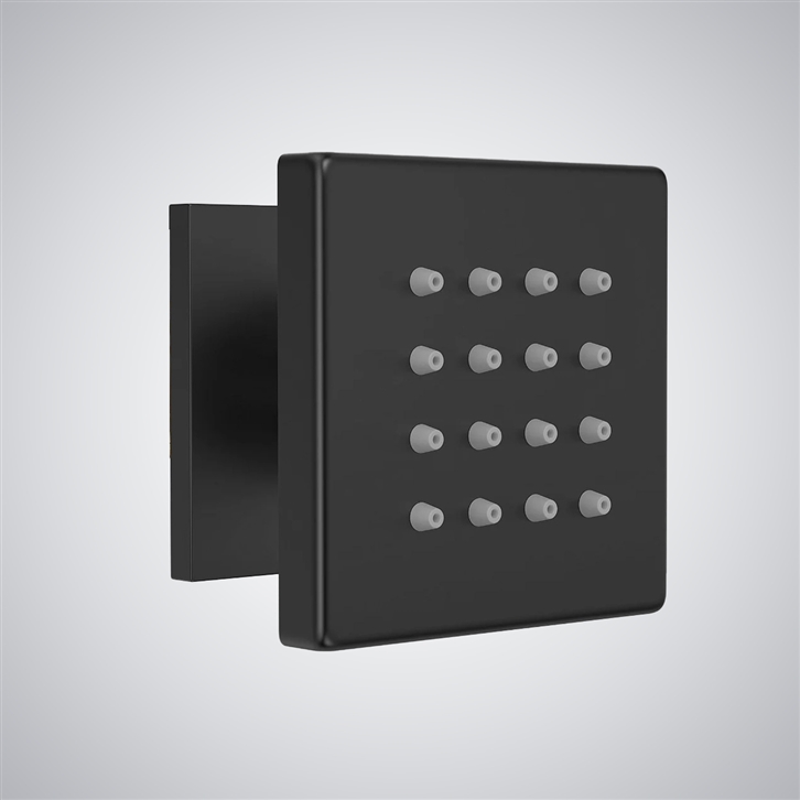 Fontana Auchel Matte Black Wall Mount Square Luxury Body Spray