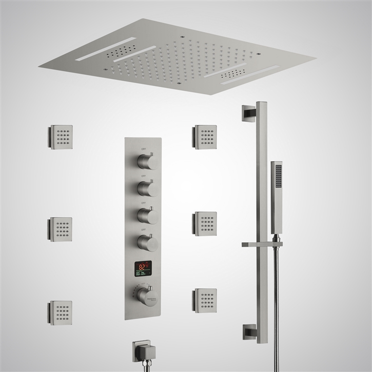 Fontana Boucau Brushed Nickel Hot And Cold Luxury Digital Shower Set