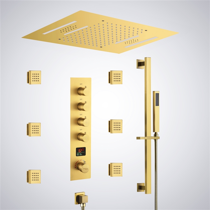 Fontana Boucau Digital Display Gold Hot and Cold Shower Set