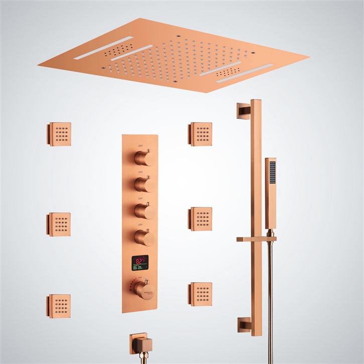 Fontana Boucau Rose Gold Hot and Cold LED Digital Shower Set