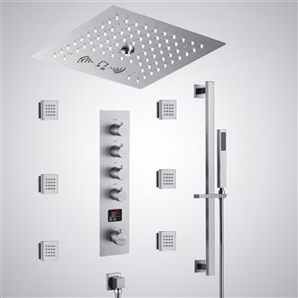 Fontana Wingles Chrome LED Thermostatic Digital Shower Set with Music