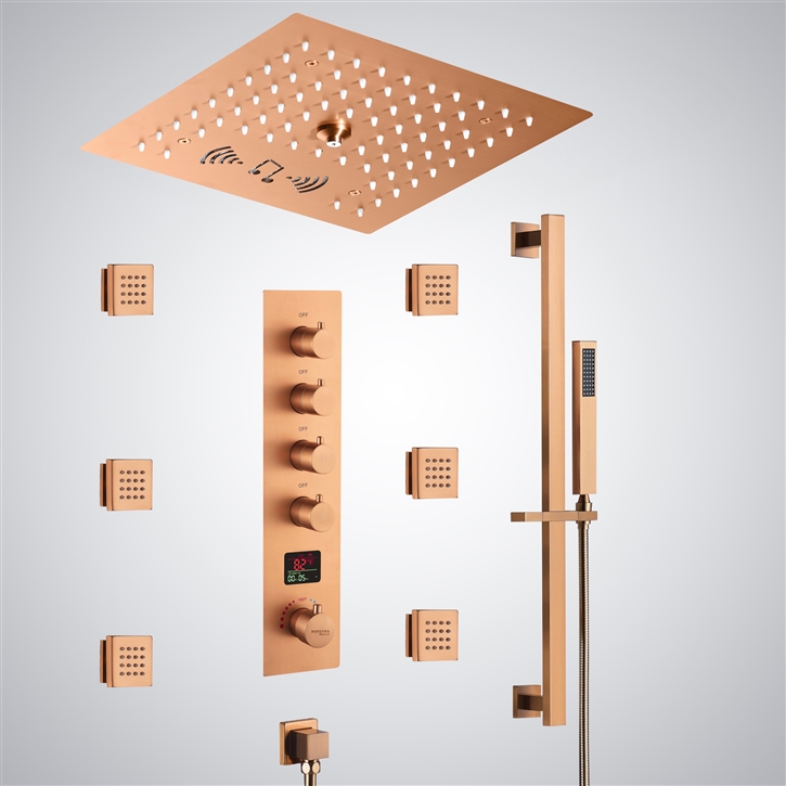 Fontana Wingles Rose Gold LED Digital Hot And Cold Shower Set with Music