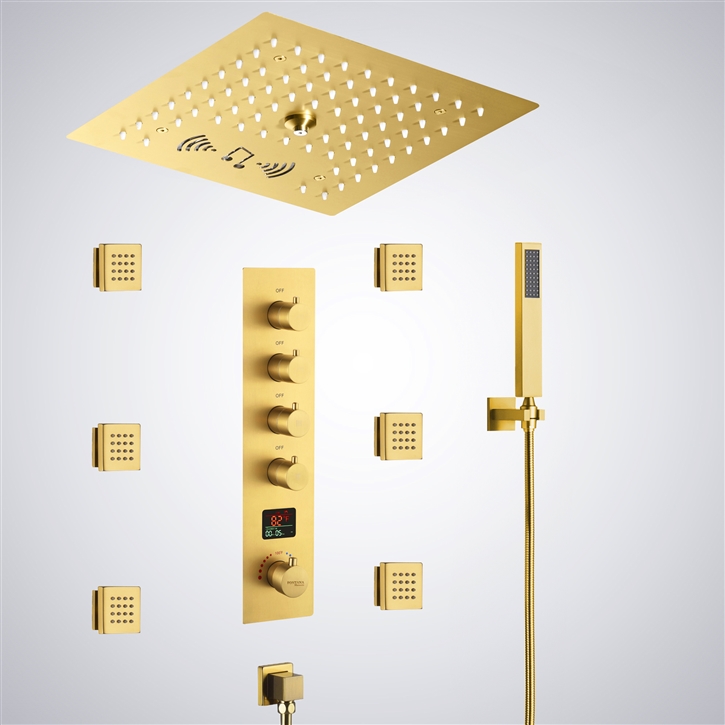 Fontana Bar-le-Duc Gold 4 Function Thermostatic Music Digital Shower Set