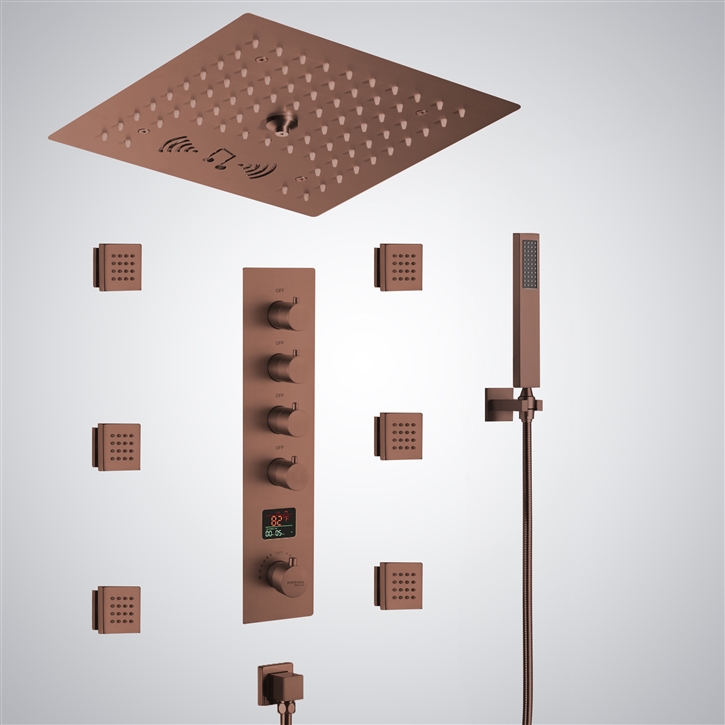 Fontana Bar-le-Duc Oil Rubbed Bronze 4 Function LED Thermostatic Digital Display Shower Set