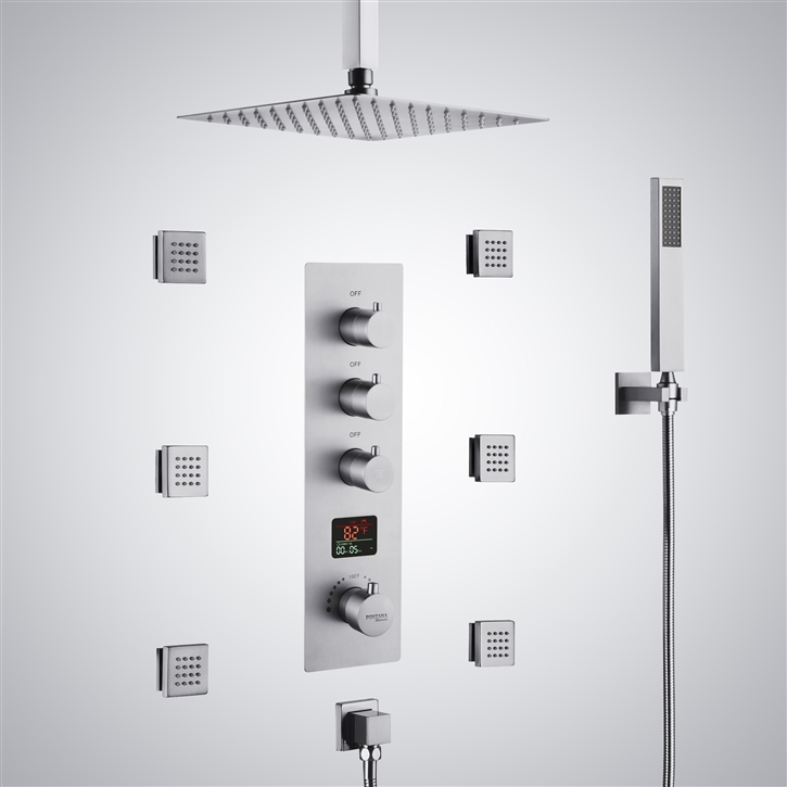 Fontana Saint Etienne Chrome 3 Function Thermostatic Shower Set With Digital Display