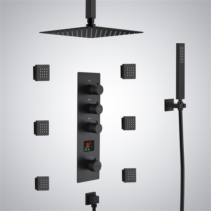 Fontana Saint-Ã‰tienne Matte Black 3 Function Hot And Cold Digital Shower Set