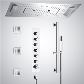 Fontana Soissons Chrome 6 Function LED Thermostatic Music  Luxury Shower Set