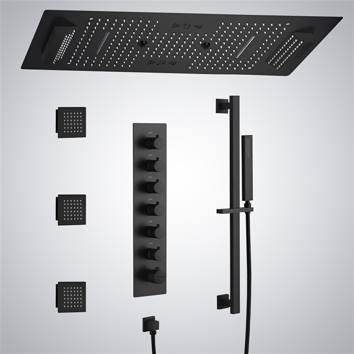 Fontana Soissons Matte Black 6 Function With Music Luxury Shower Set