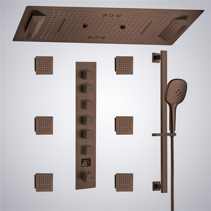 Fontana Saint-Lo Oil Rubbed Bronze 6 Functions Digital LED Thermostatic Shower Set With Music