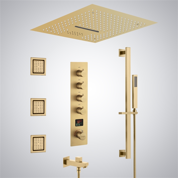 Fontana Saint-Laurent du Maroni Brushed Gold Thermostatic Digital Display Shower Set