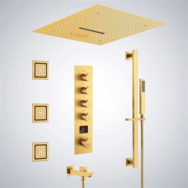 Fontana Saint-Laurent du Maroni Gold Luxury Thermostatic Digital Shower Set