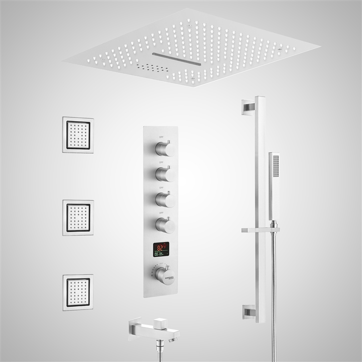 Fontana Saint-Laurent du Maroni Matte White Luxury Digital Shower Set With Thermostatic