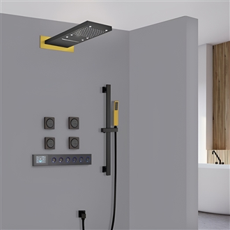 Fontana Noja Matte Black And Gold LED Shower System