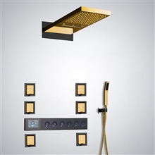 Fontana Grado Gold And Matte Black LED Thermostatic Shower Set