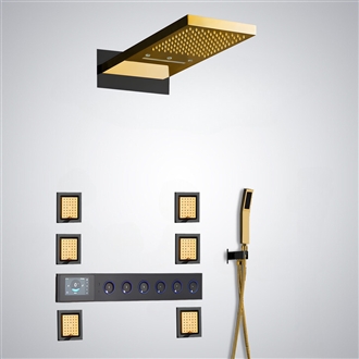 Fontana Grado Gold And Matte Black LED Thermostatic Shower Set