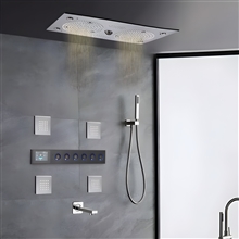 Fontana Bormio Matte Black Thermostatic LED Shower System With Music