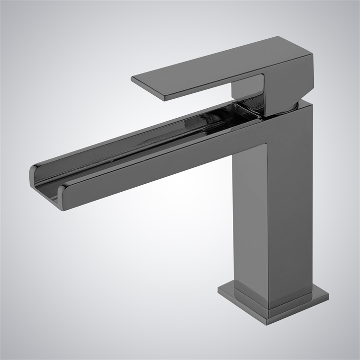 Fontana Accadia Brass Gun Metal Gray Thermostatic Waterfall Basin Faucet