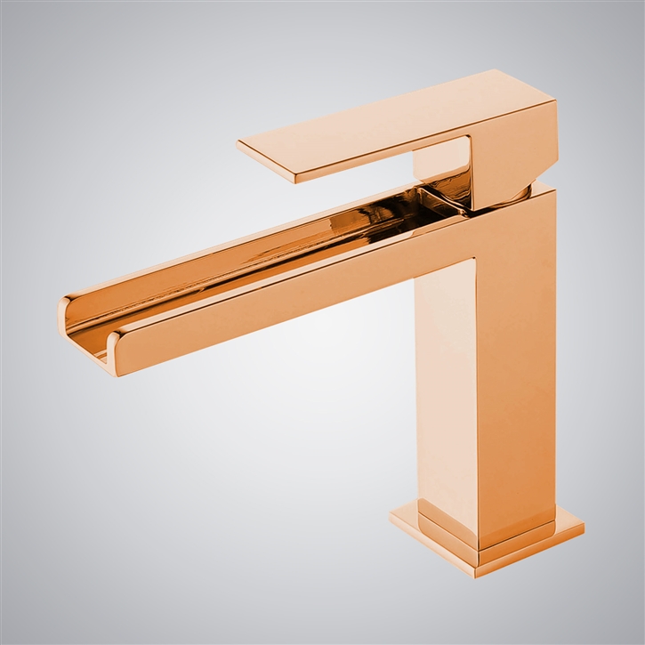 Fontana Accadia Rose Gold Hot And Cold  Waterfall Basin Faucet