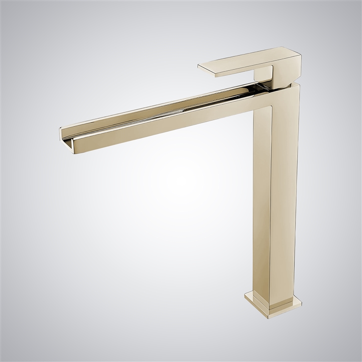 Fontana Bojano Brass Champagne Hot And Cold Waterfall Basin Faucet