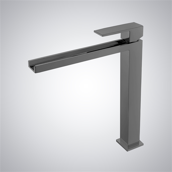 Fontana Bojano Brass Gun Metal Gray Waterfall Thermostatic Basin Faucet