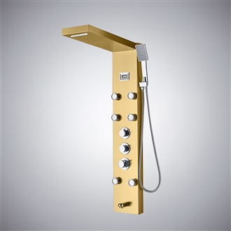 Fontana Baule Brushed Gold Thermostatic Multifunctional Shower Panel