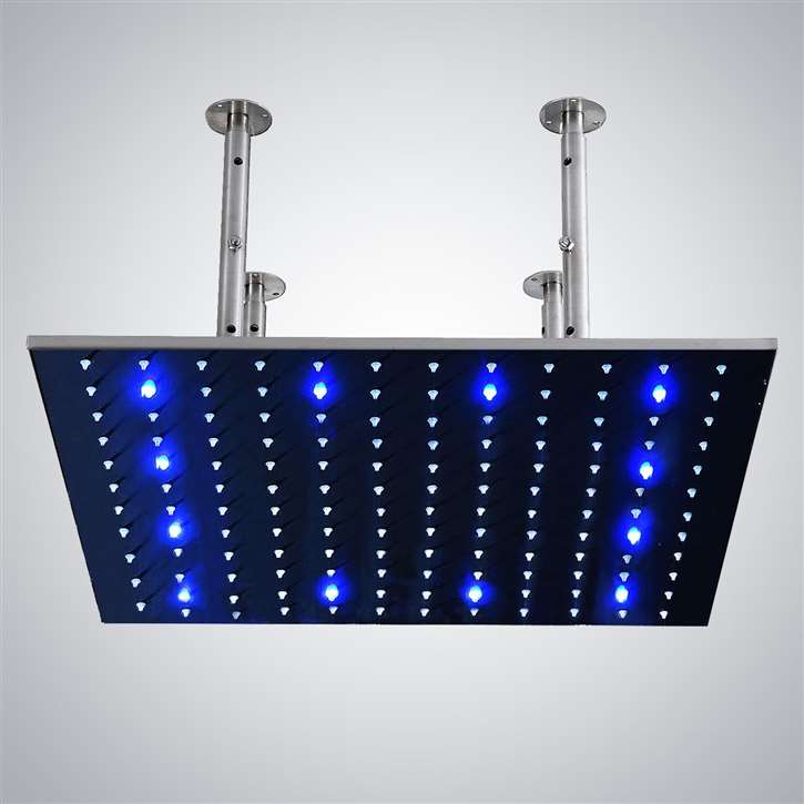 40" Stainless Steel square color changing LED rain shower head