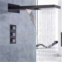 Fontana Napoli Matte Black Finish LED Waterfall Rain Shower Set