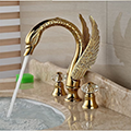 Milano Gold Swan Shaped Dual Handle Bathroom Sink Faucet